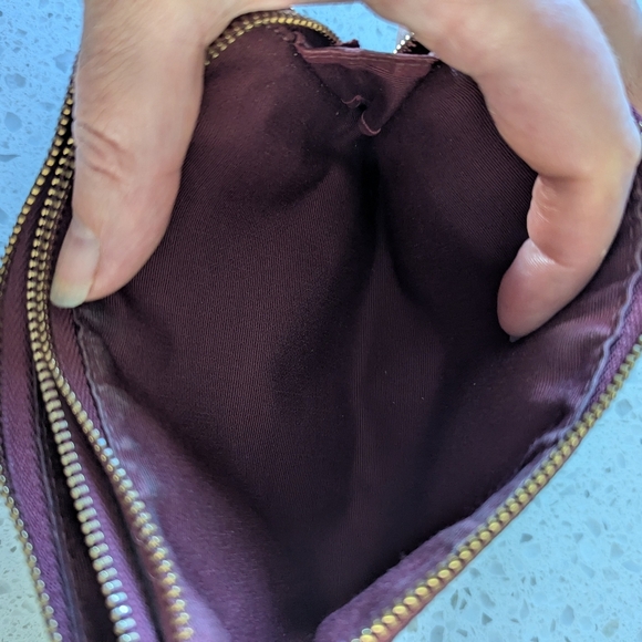 Coach Double Corner Zip Wristlet Leather Phone Wallet In Wine - Picture 6 of 12